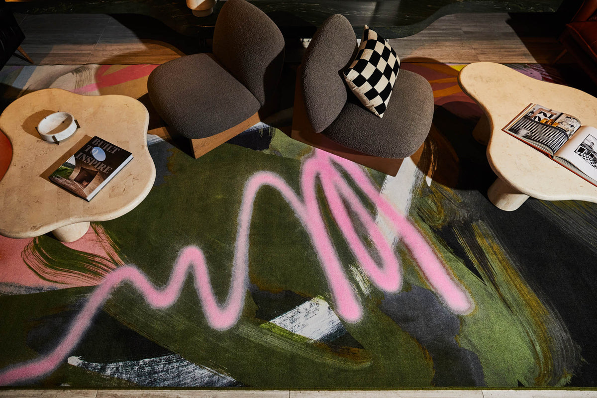 Bespoke carpet designed from a Rowena Martinich painting